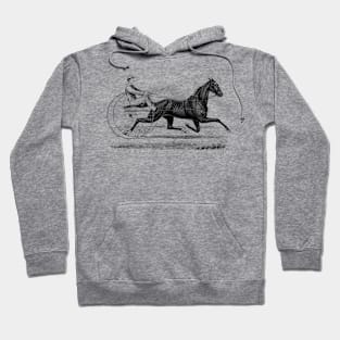 Harness Racing Horse Black and White Illustration Hoodie